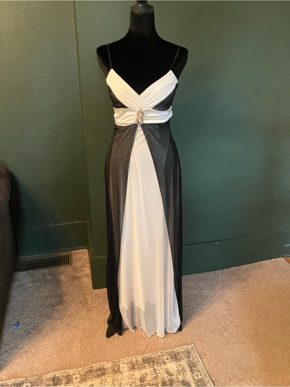 Taboo vintage dead stock Black and White Two-Tone Evening Maxi Dress homecoming
